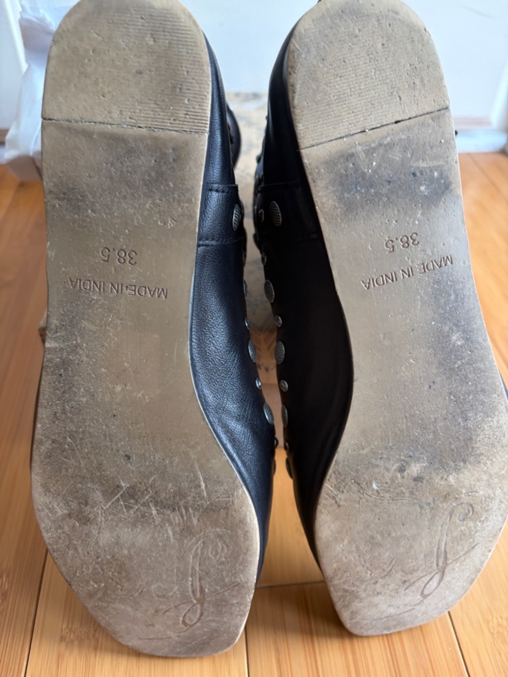 Free People Black Studded Double-Ankle Strap Flats - Picture 6 of 8